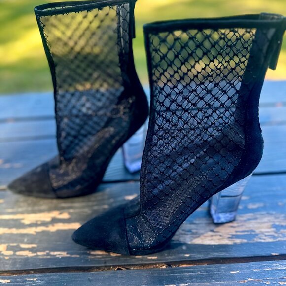 KENDALL + KYLIE Clear-Mesh Bootie Heels — Size 7 M, Super Edgy & Iconic - Picture 11 of 16